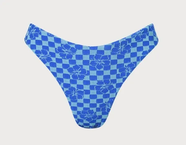 BERLOOK Blue Plaid Jacquard Underwire Bikini Top AND BOT 12 - Image 10