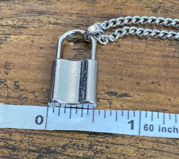 Layered Paperclip Lock Necklace Silver - Image 4