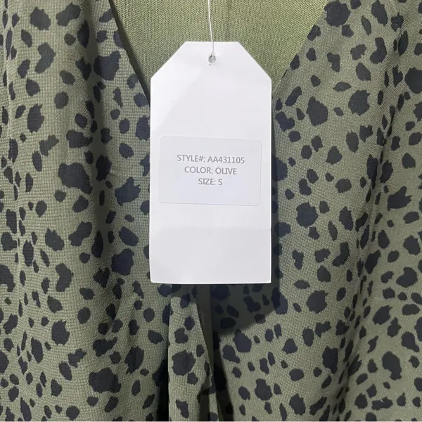 Sadie & Sage Womens Olive Green Animal Print Mini Dress Long Sleeve‎ Small NWT - Image 5
