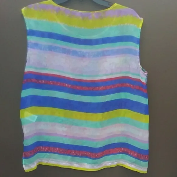 Daisy Fuentes multicolor sheer Top Sz L - Image 2