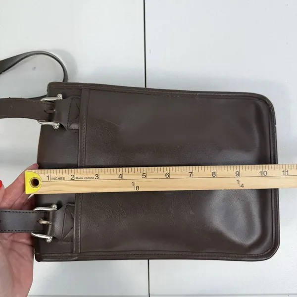 Vintage 70s Crossbody Bag Leather Brown Basic‎ Flap Purse Handbag Pocketbook - Image 12