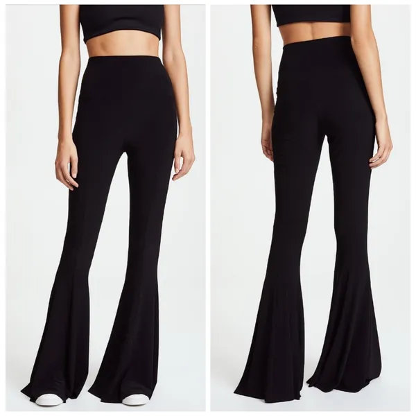 Norma Kamali Fishtail Pant Black M Flare Bellbottoms Stretch Free People - Image 6