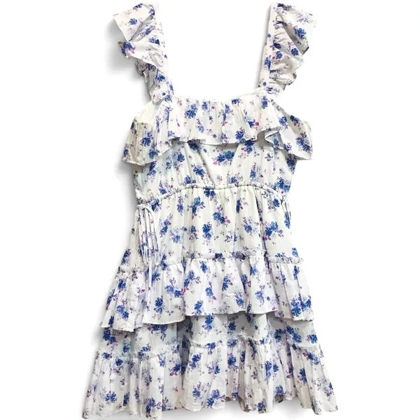 Love‎ Shack Fancy x Target Amalie Blue Floral Tiered Ruffle Mini Dress Small - Image 3