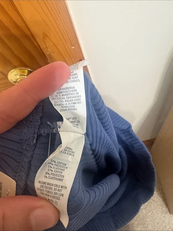 Aerie Size XS Blue Ribbed Bell Bottom High-Rise Activewear Pants New With Tags - Image 6