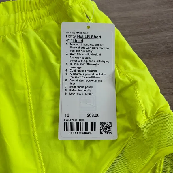NWT Lululemon Hotty Hot Short II Long 4" Highlight Yellow Women Size 10 - Image 3