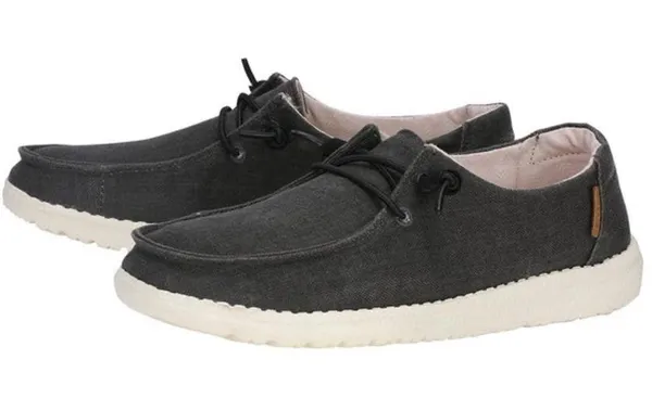 Hey Dude Wendy Chambray Moccasin Slip On Shoe Sz 7 Dark Grey Black - Image 2