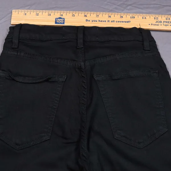 Reformation Stretch Flood Jeans Women 24 Black High Rise Wide Leg Raw Hem Denim‎ - Image 11