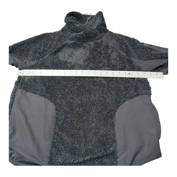 Nike Black Charcoal Gray Sherpa Fleece‎ Pullover Jacket Mens Medium Womens L - Image 3