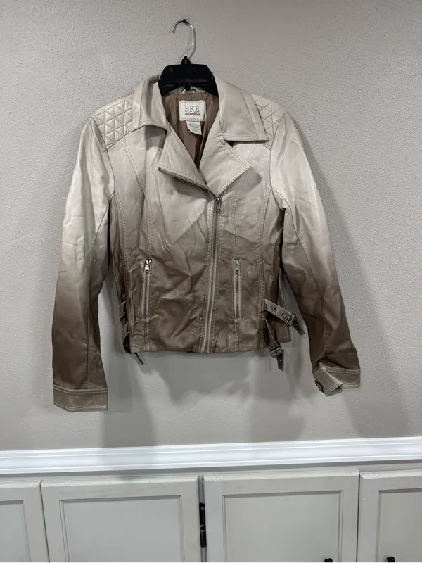 Buckle BKE Taupe Leather Moto Jacket - Image 2