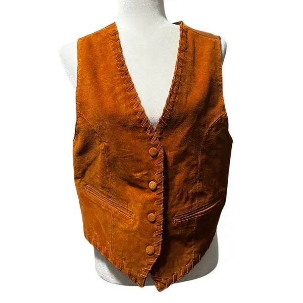 Rafael Suede Vest Rust Brown (Size M) Western Style Boho Size M - Image 3