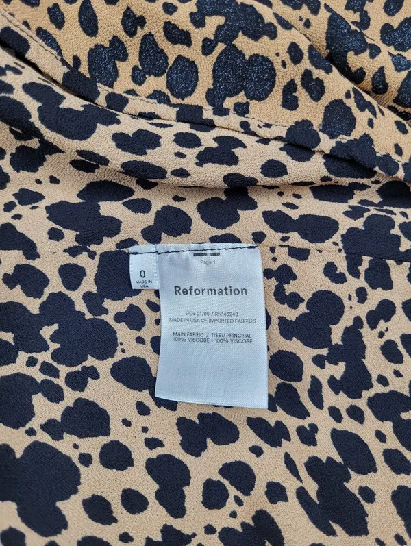 Reformation Dusk Dress Midi Animal Print Size 0 Open Back - Image 10