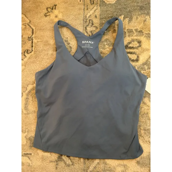 Spanx Better Base Active V-Neck Shelf Tank Blue Sz Large NWT $80 - Image 2