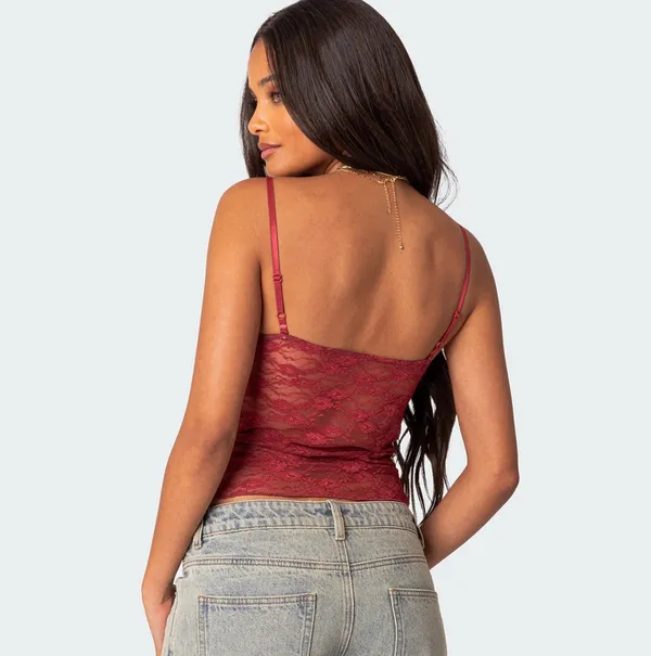 Edikted Sheer Lace Tank Top - Image 4