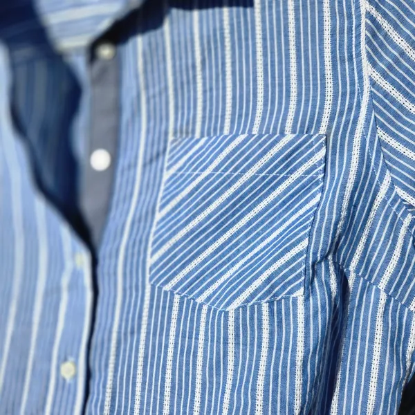 Tommy Hilfiger blue striped Partial button blouse Top M - Image 4