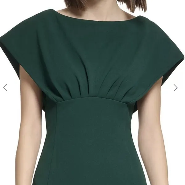 Calvin Klein Green Short Sleeve Stretch Crepe Sheath Dress Office Wedding 6 - Image 2