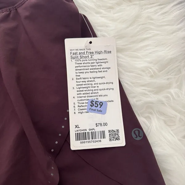 Lululemon Fast and Free High Rise Classic Fit Split Shorts 3" Goodnight Plum XL - Image 10