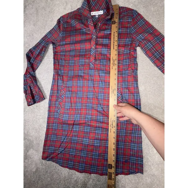 Southern Tide Alyssa Wintertime Spice Plaid Shirt Dress Xs Pockets‎ - Image 6