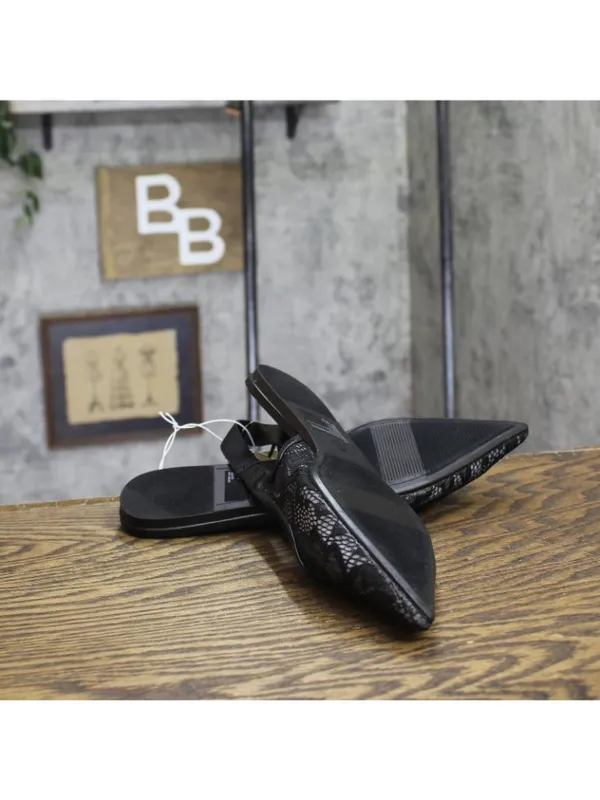NWT A New Day London Lace Slingback Bow Flats 94303528 Black 9.5M - Image 6