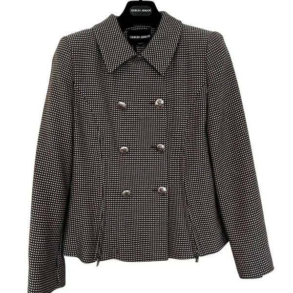 Giorgio Armani Jacket Women 10‎ Gray Pink Double Breasted Military Luxury Career - Image 2