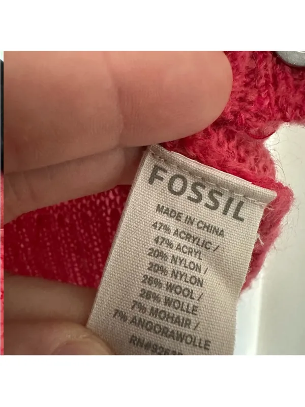 Fossil Mohair Blend Button Front V Neck Cardigan Sweater Womens Medium Pink - Image 5