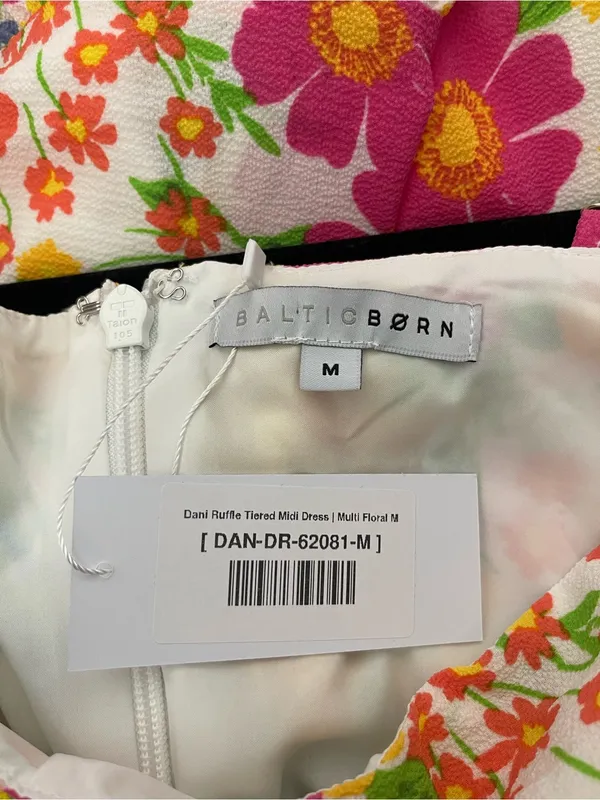 NWT Women’s Baltic Born Dani Ruffle Tiered Midi Dress | Multi Floral Size M - Image 11