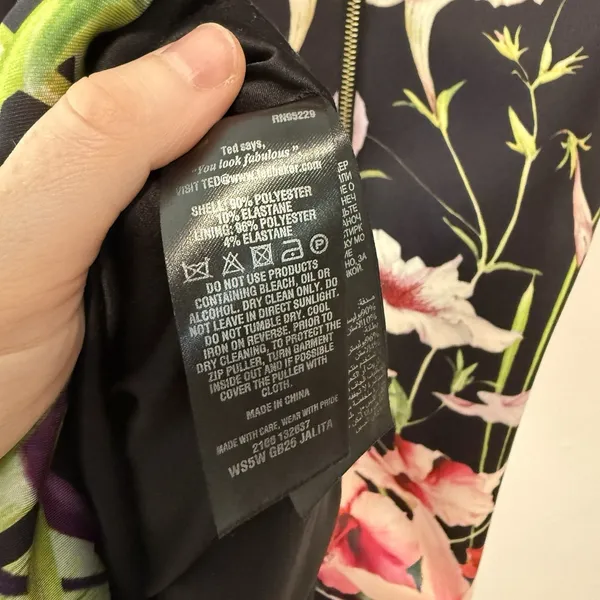 Ted Baker Jalita Black Floral‎ Midi Dress Size Small/2 - Image 7