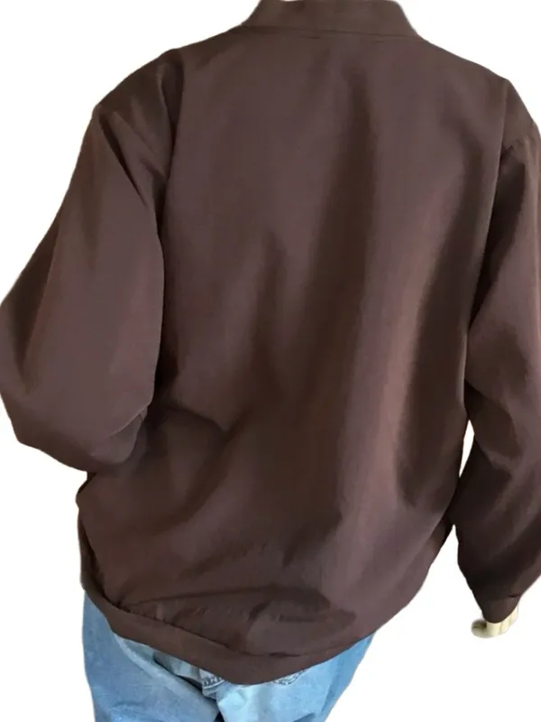Vintage 1980'S Brown Nylon & Gold Stud Cardigan/Jacket (L) - Image 4