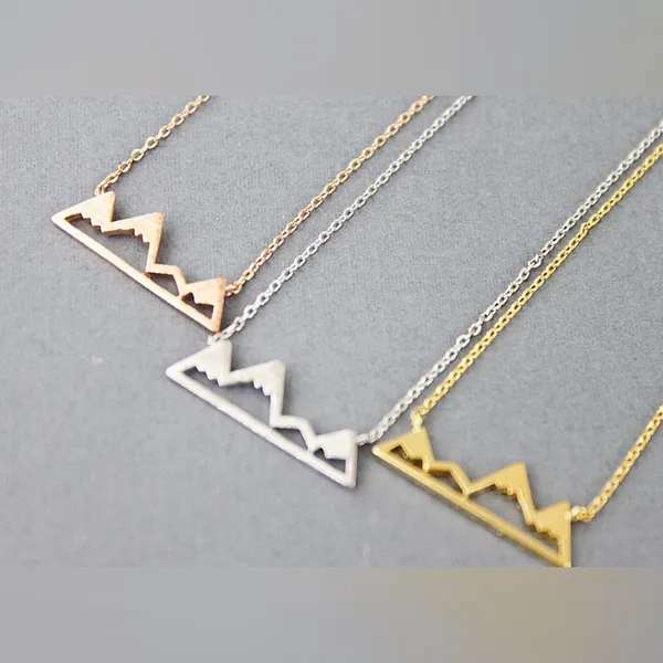 NEW Yellow Gold Plated Snowy Mountain Bar Pendant Necklace, 16-18”‎ - Image 8