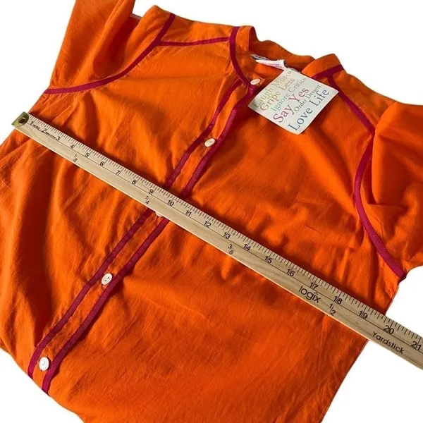 Gretchen Scott Tunic Shirt Tail Dress Womens S Orange Mandarin Collar 3/4 Sleeve - Image 6