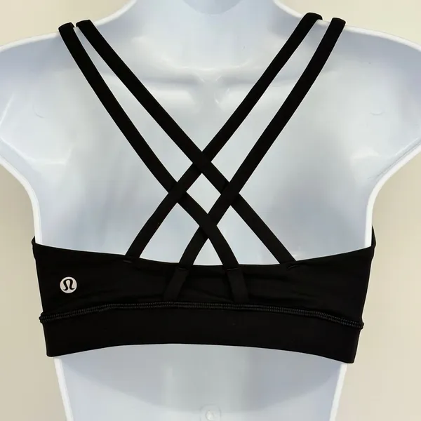 Lululemon‎ Peloton Energy Bra Women 8/M Black Strappy Camo Logo Sports Bra Top - Image 4