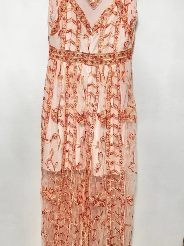 Altar'd State Peach Lace-Embroidered Maxi Dress - Image 2