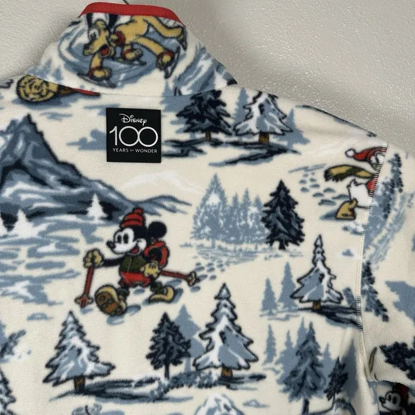 Disney 100 x Columbia Fleece Pullover Half Snap Womens Medium Mickey & Friends - Image 6