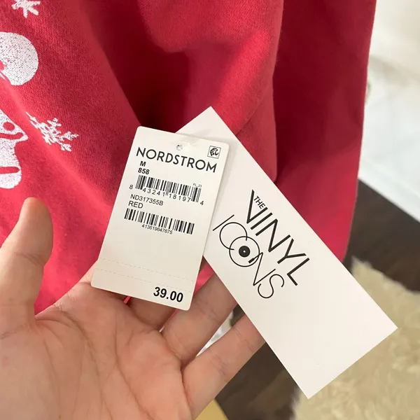 Nordstrom NWT Oh Snap Holiday Off the Shoulder Graphic Fleece Sweatshirt M Gingerbread Men - Image 3