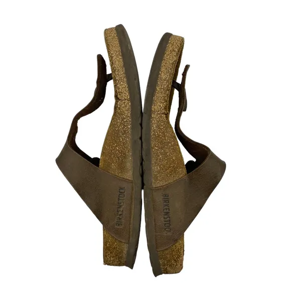Birkenstock Women's Gizeh Slip on Brown Leather Sandals Size 36‎ US 5-needs TLC - Image 4