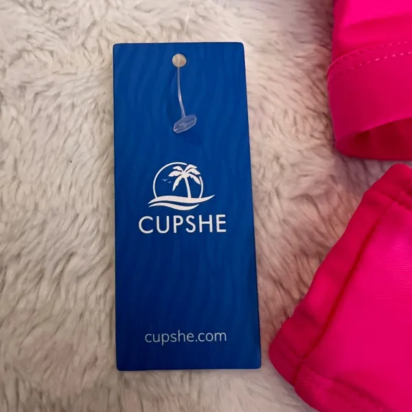 Cupshe Womens Neon Pink Triangle Bikini Set Crisscross Back Size Medium NWT‎ - Image 8