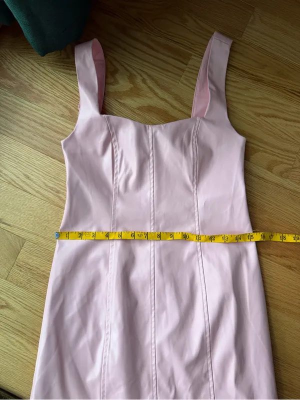 Show Me Your Mumu Pink Faux Leather Square Neck Mini Dress S - Image 8