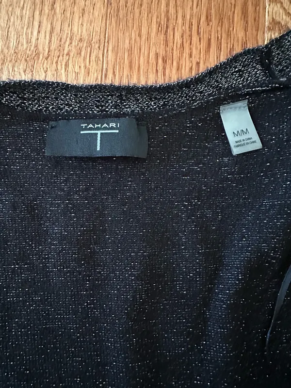 Tahari Woman’s Open Front Long Line Black Cardigan, Sz M - Image 10