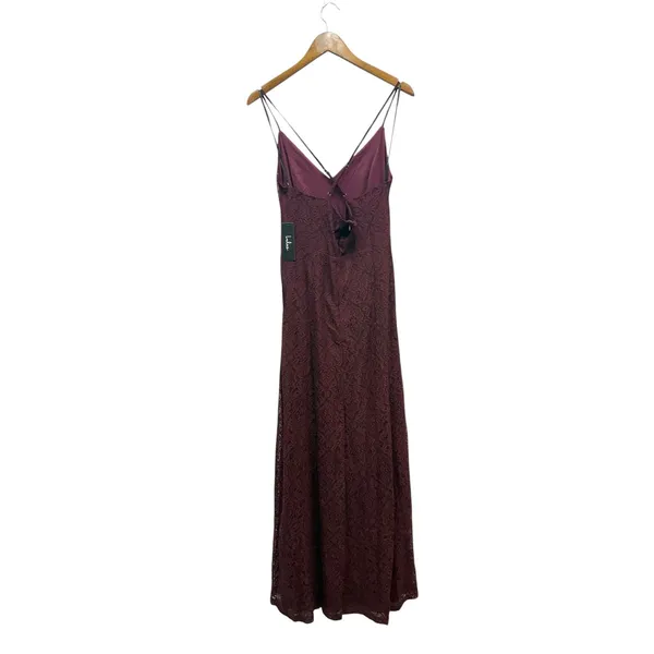 Lulus Destinee Burgundy Lace Sleeveless Maxi Dress size Medium NWT - Image 6
