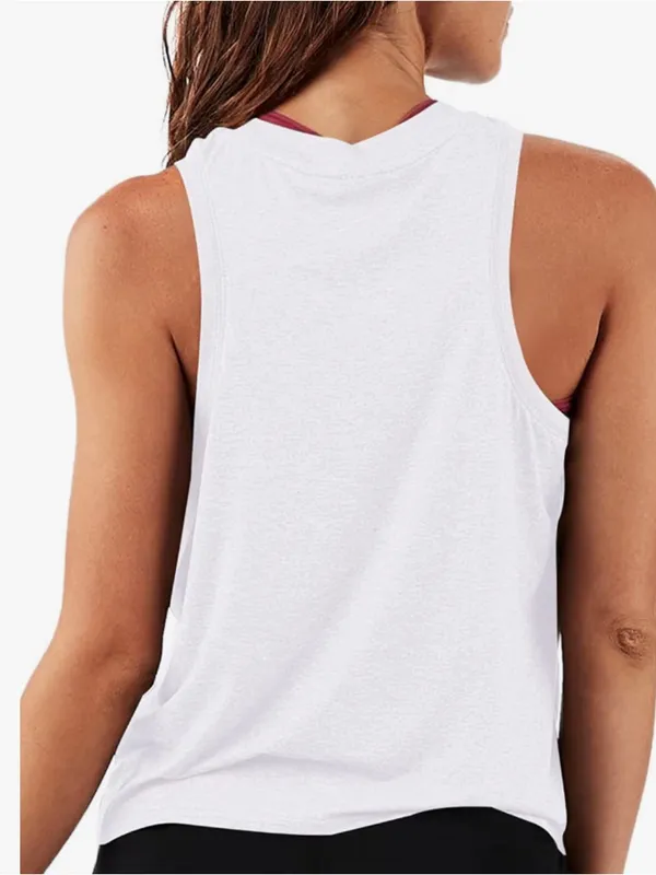 Laslulu White Crop Tops Sleeveless Workout Tank Top Racerback Cropped Flowy M - Image 2