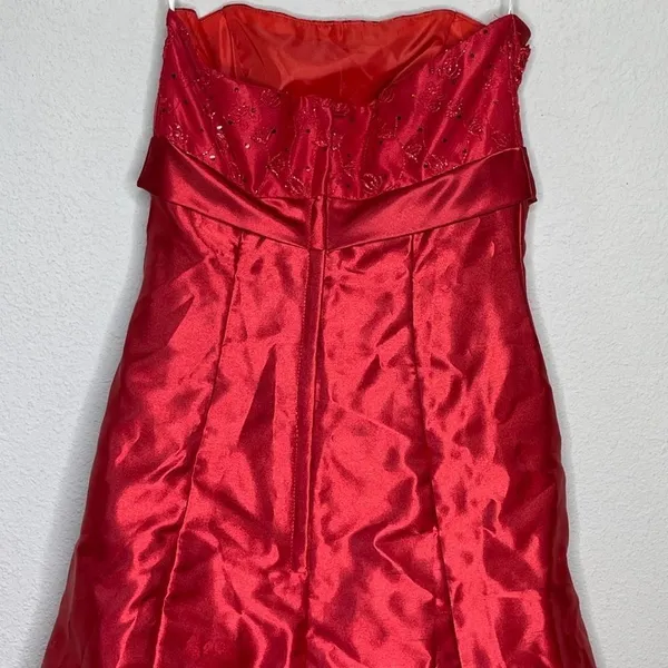Vintage Strapless Formal Dress‎ Red Size L - Image 3