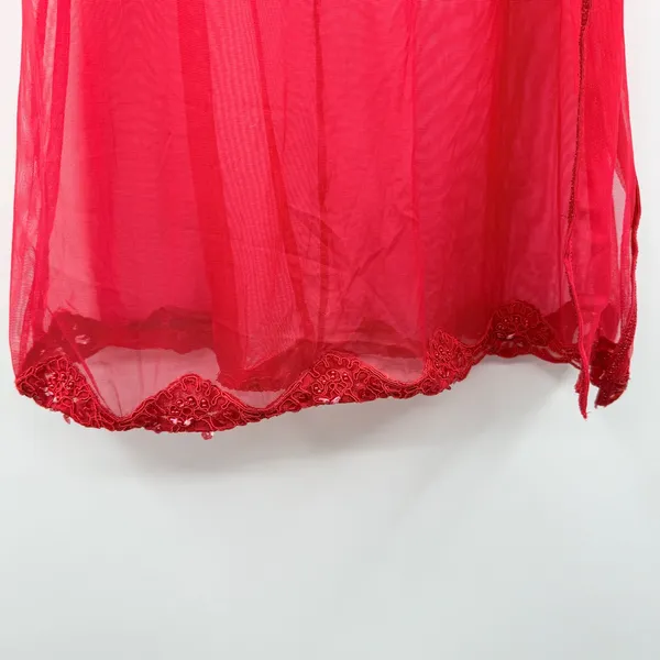 Victoria's Secret‎ Red Mesh Side Cut Out Sequin Hem Lingerie Chemise Sz L - Image 4