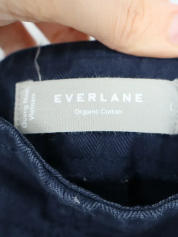 Everlane Denim Apron Midi Dress Women’s Large Navy Organic Cotton Belted Pockets - Image 6