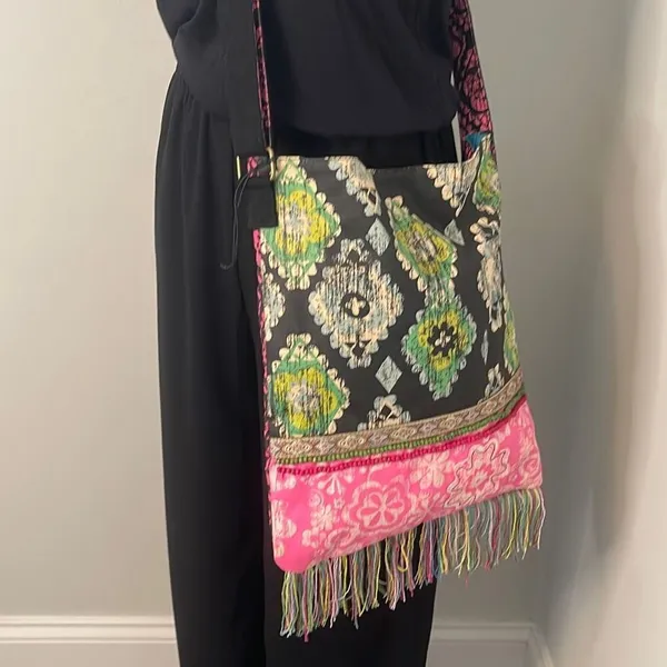 MUDD Bohemian Crossbody Bag Adjustable Strap Colorful‎ Fringes - Image 3