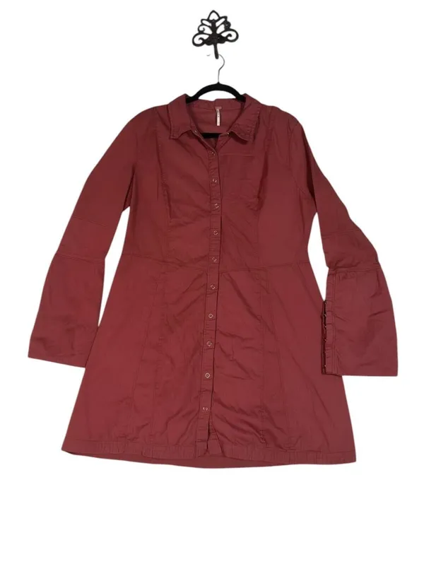 Free People Rust Red Button-Up Tunic Shirt XL - Image 4