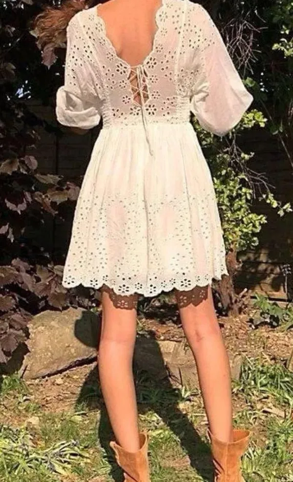 Free People White Eyelet Lottie Dress - Image 2