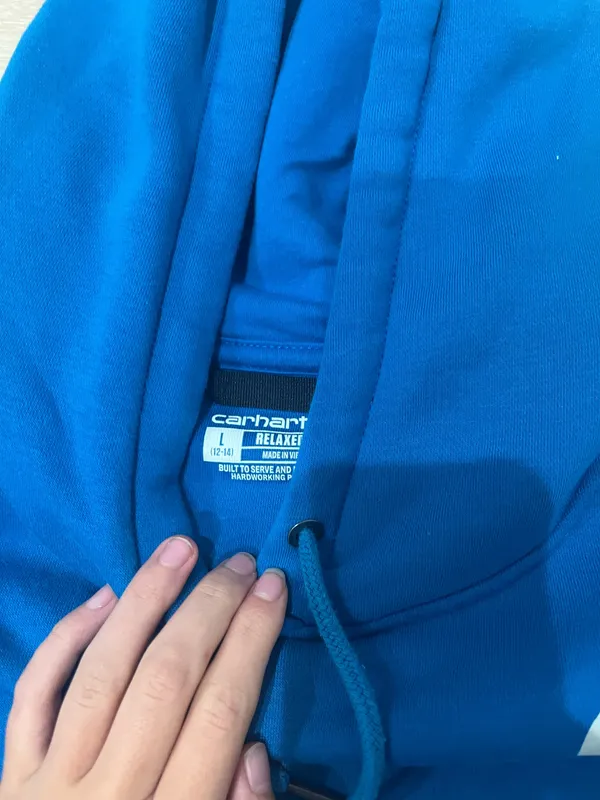 Blue Carhartt Hoodie Women’s Relaxed Fit Full-Zip Workwear Logo M - Image 4