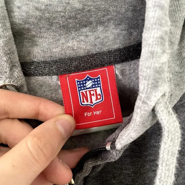 NFL Packers gray full zip jacket pockets drawstring hooded sweater hoodie cotton - Image 4