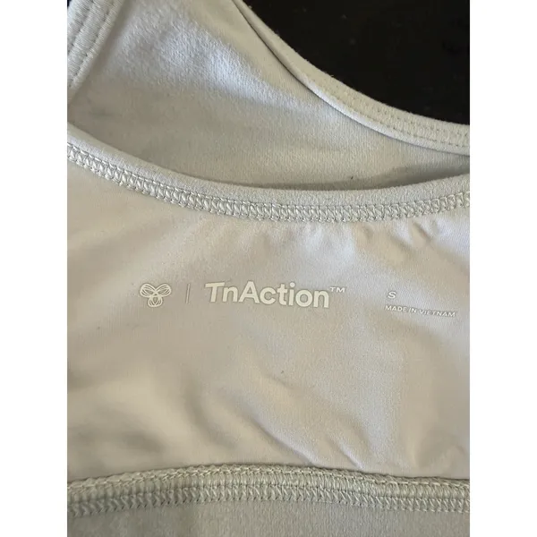 TnAction Aritzia Light Blue Scoop Neck Sports Bra Size S Logo Activewear - Image 4