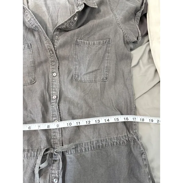 Lovestitch Grey Tencel Short Sleeve Button Down Shirt Dress Medium‎ I-70854W-MXX - Image 6