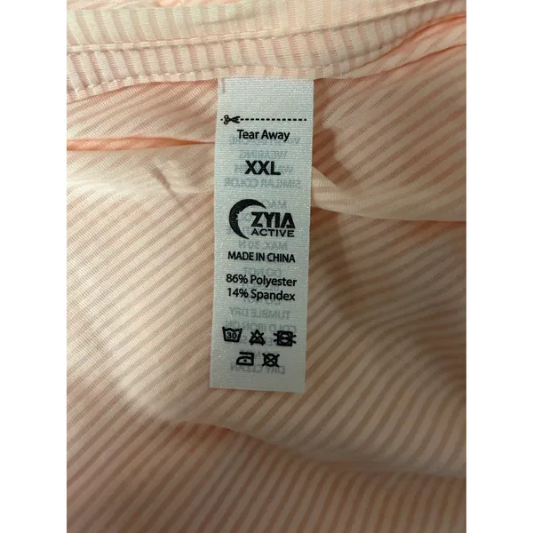 Zyia Active Peach Striped V-Neck Long Sleeve Top XXL Athleisure Yoga Training - Image 4